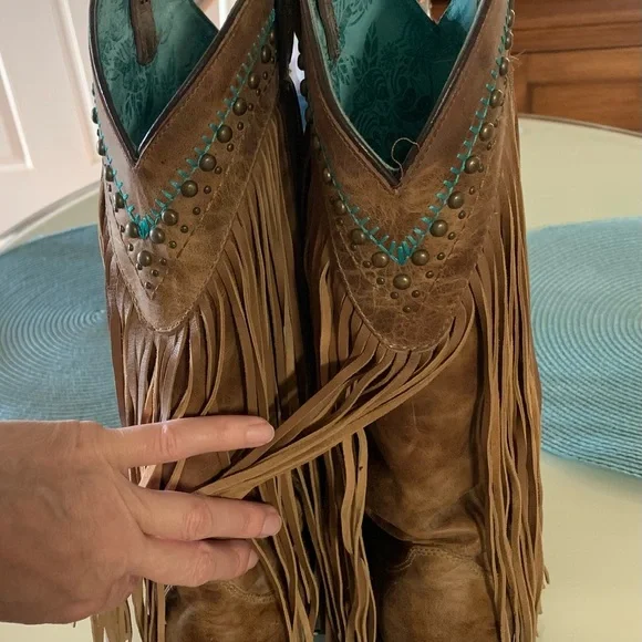Gorgeous Corral Fringe Boots. 8 1/2 - Picture 6 of 8